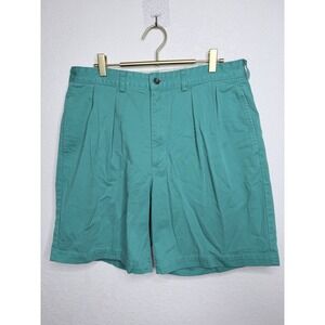 Vtg Polo Ralph Lauren Shorts Mens 34 Green Pleated Chino 8 In Preppy